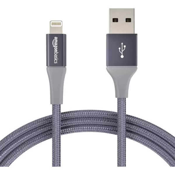 Amazon Basics Double Braided Nylon Lightning to USB Cable Advanced Collection MFi Certified Apple iPhone Charger Dark Grey 6 FootDark Grey