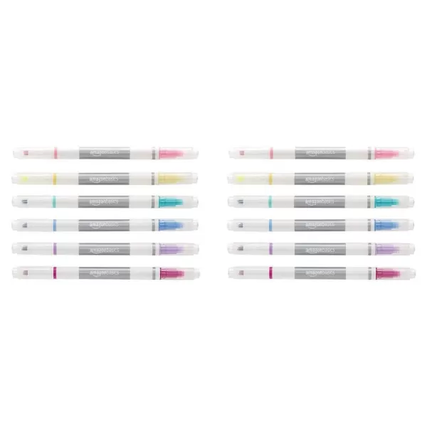 Amazon Basics Erasable Highlighters  Dual Tip Assorted Colors 12Pack12