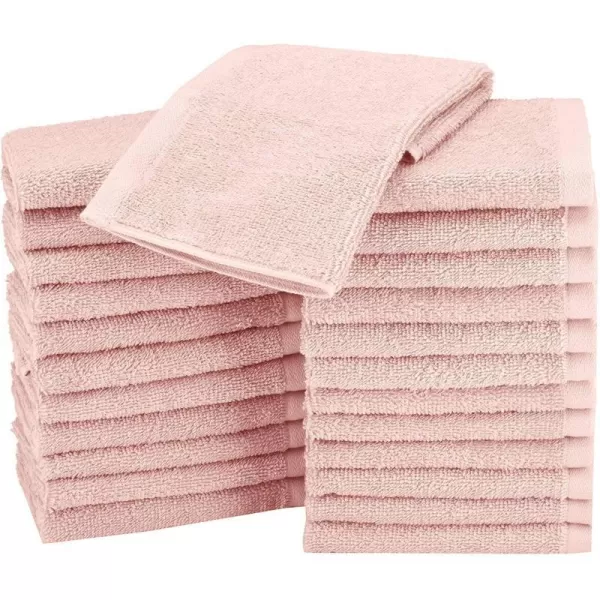 Amazon Basics Fast Drying Extra Absorbent Terry Cotton Washcloth 12 x 12 Inch Ice Blue  24 CountPetal Pink