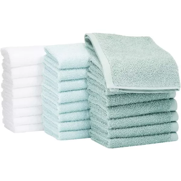 Amazon Basics Fast Drying Extra Absorbent Terry Cotton Washcloth 12 x 12 Inch Ice Blue  24 CountSeafoam Green  Ice Blue  White