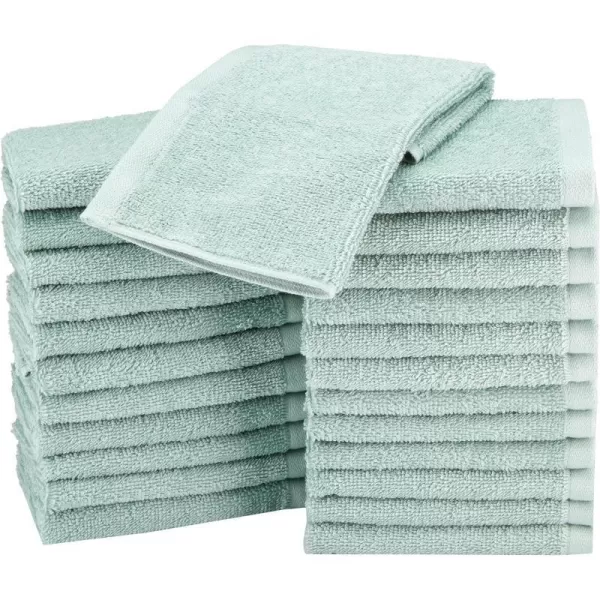 Amazon Basics Fast Drying Extra Absorbent Terry Cotton Washcloth 12 x 12 Inch Ice Blue  24 CountSeafoam Green