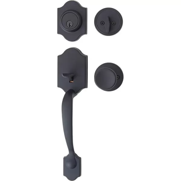 Amazon Basics Handleset with Tulip Knob  Single Cylinder  Satin Nickel6 Packs 1 CartonMatte Black