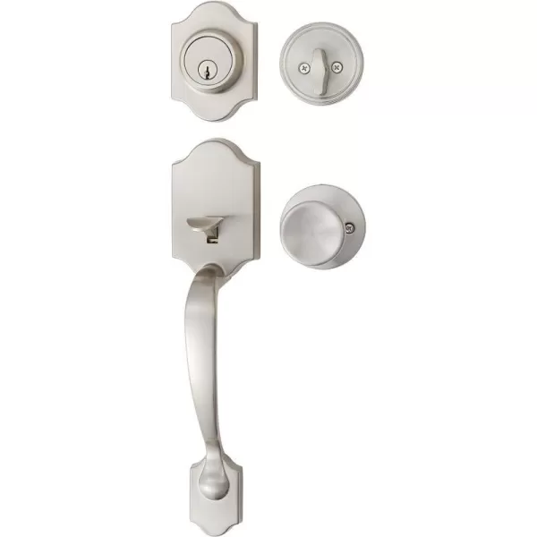 Amazon Basics Handleset with Tulip Knob  Single Cylinder  Satin Nickel6 Packs 1 CartonSatin Nickel