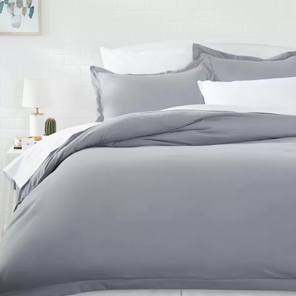 Amazon Basics Lightweight Microfiber Duvet Cover Set with Snap Buttons FullQueen TaupeDark Grey