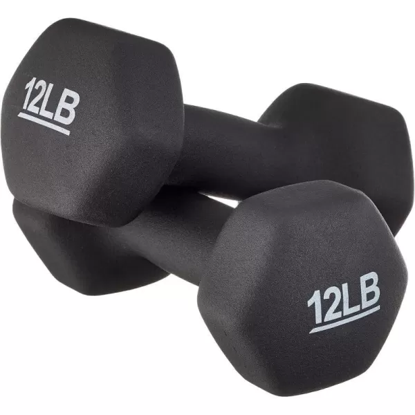 Amazon Basics Neoprene Coated Hexagon Workout Dumbbell Hand Weight12Pound  Pair