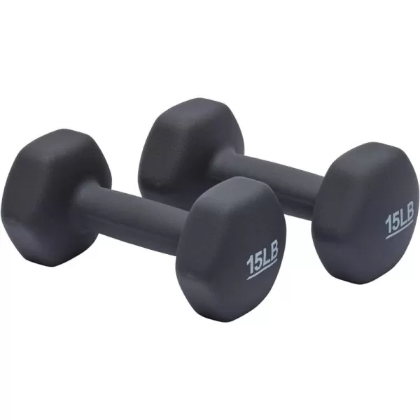 Amazon Basics Neoprene Coated Hexagon Workout Dumbbell Hand Weight15Pound  Pair