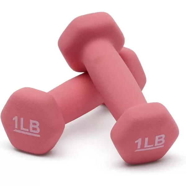Amazon Basics Neoprene Coated Hexagon Workout Dumbbell Hand Weight1Pound  Pair