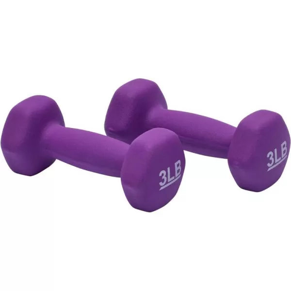 Amazon Basics Neoprene Coated Hexagon Workout Dumbbell Hand Weight3Pound  Pair
