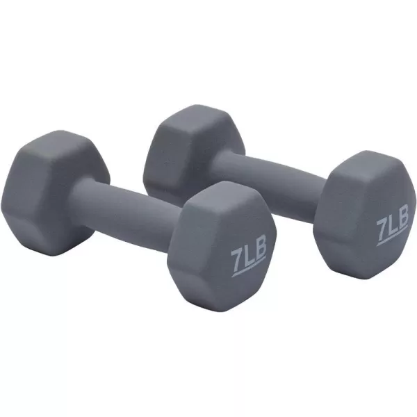 Amazon Basics Neoprene Coated Hexagon Workout Dumbbell Hand Weight7Pound  Pair