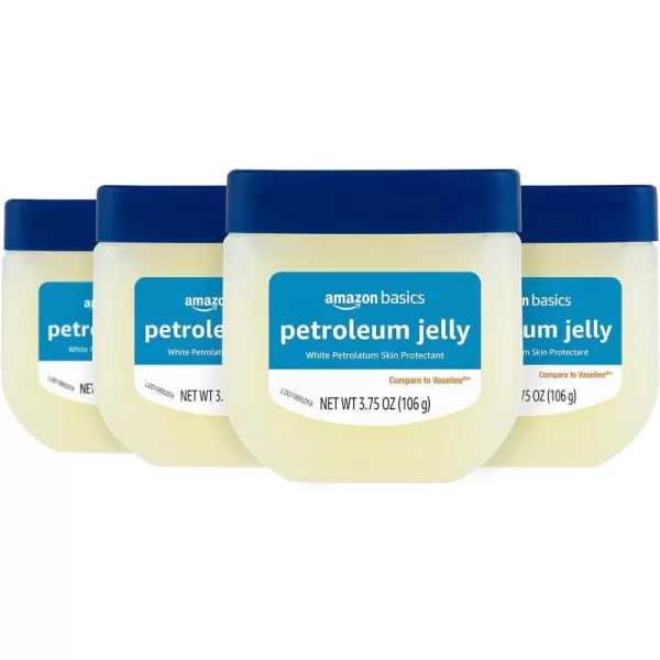 Amazon Basics Petroleum Jelly White Petrolatum Skin Protectant Unscented 375 Ounce Pack of 4 Previously Solimo375 Ounce Pack of 4