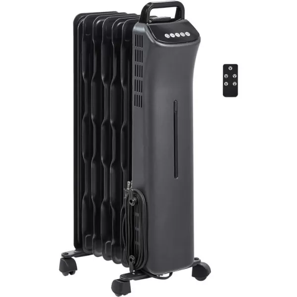Amazon Basics Portable Digital Radiator Heater with 7 Wavy Fins and Remote Control Black 1500W 98 x 265 x 131 inDigital Control