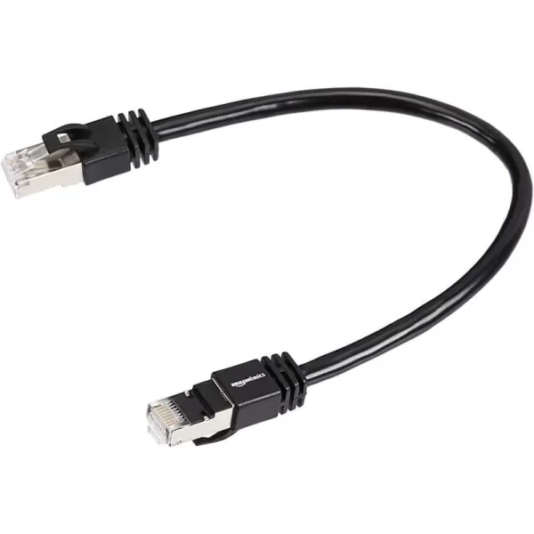 Amazon Basics RJ45 Cat 7 Ethernet Patch Cable 10Gpbs HighSpeed Cable 600MHz DoubleShielded 5 Foot WhiteBlack