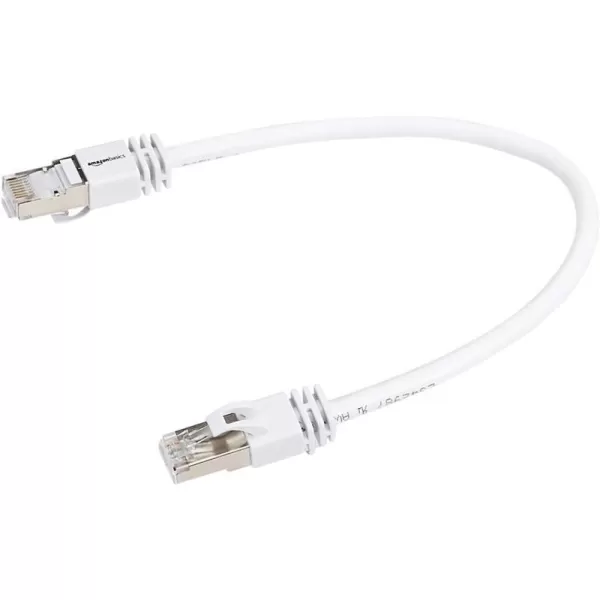 Amazon Basics RJ45 Cat 7 Ethernet Patch Cable 10Gpbs HighSpeed Cable 600MHz DoubleShielded 5 Foot WhiteWhite