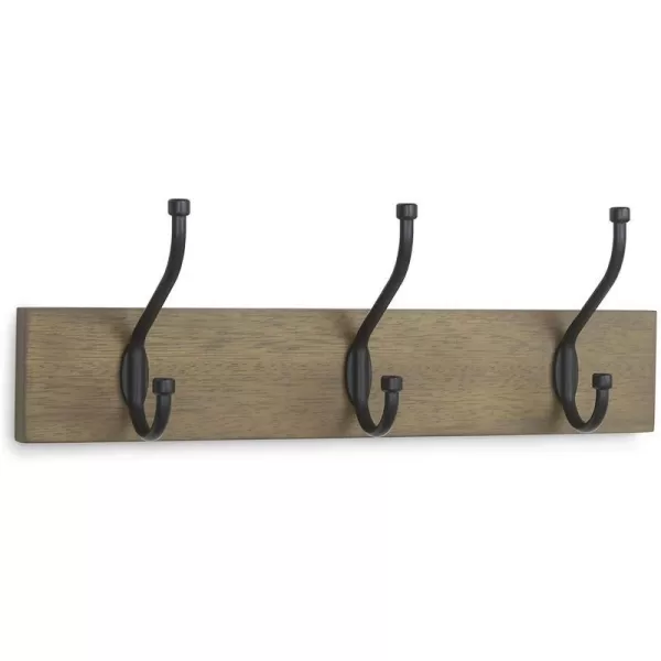 Amazon Basics Rectangular WallMounted Farmhouse Coat Rack 5 Hook Light WalnutBarnwood