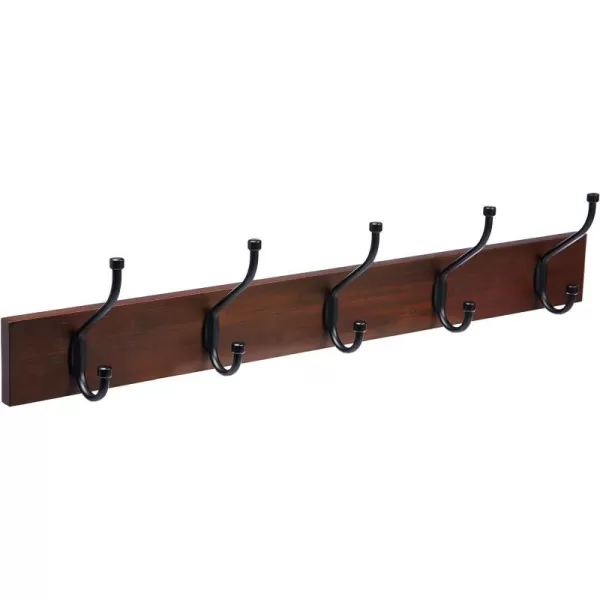 Amazon Basics Rectangular WallMounted Farmhouse Coat Rack 5 Hook Light WalnutLight Walnut