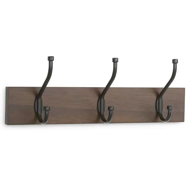 Amazon Basics Rectangular WallMounted Farmhouse Coat Rack 5 Hook Light WalnutWalnut