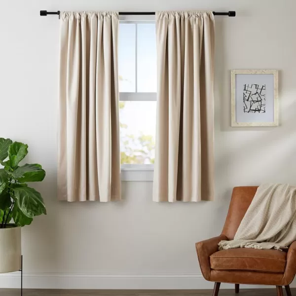 Amazon Basics Room Darkening Blackout Window Curtain with Grommets 52 x 84 Inches White  Set of 2Beige