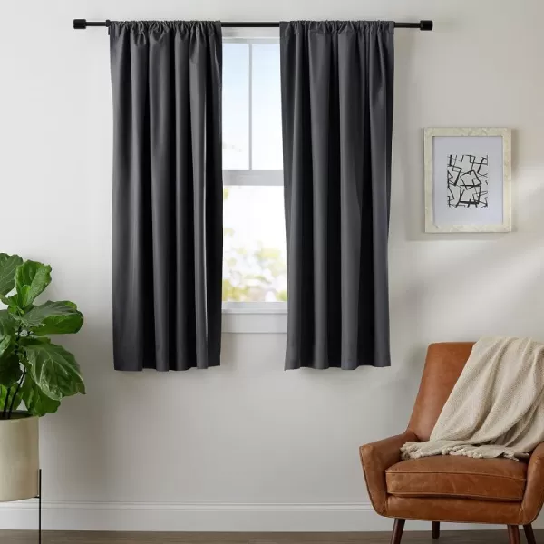 Amazon Basics Room Darkening Blackout Window Curtain with Grommets 52 x 84 Inches White  Set of 2Black