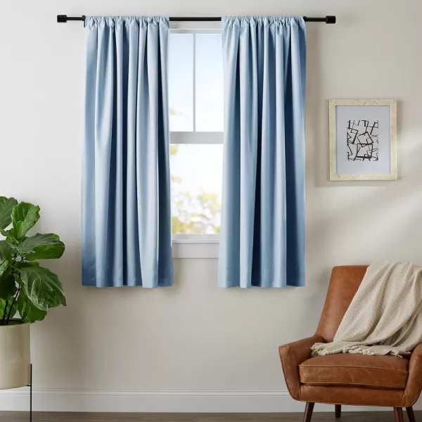 Amazon Basics Room Darkening Blackout Window Curtain with Grommets 52 x 84 Inches White  Set of 2Light Blue