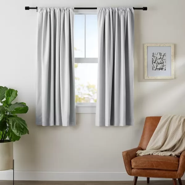 Amazon Basics Room Darkening Blackout Window Curtain with Grommets 52 x 84 Inches White  Set of 2Light Gray