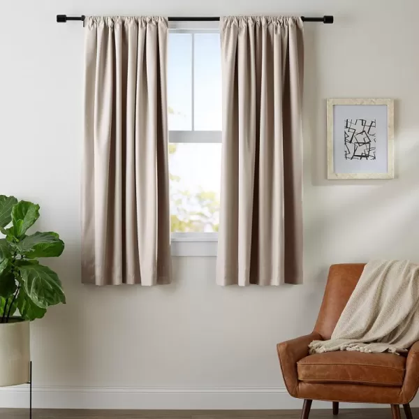 Amazon Basics Room Darkening Blackout Window Curtain with Grommets 52 x 84 Inches White  Set of 2Taupe