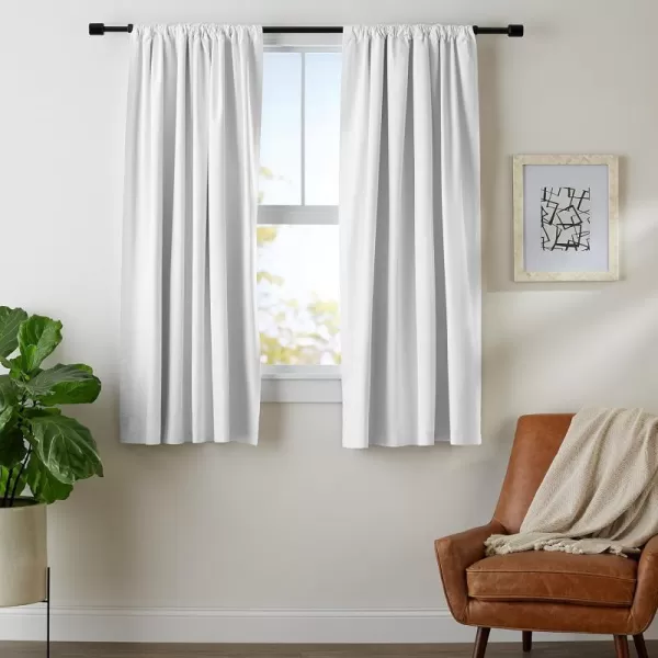 Amazon Basics Room Darkening Blackout Window Curtain with Grommets 52 x 84 Inches White  Set of 2White