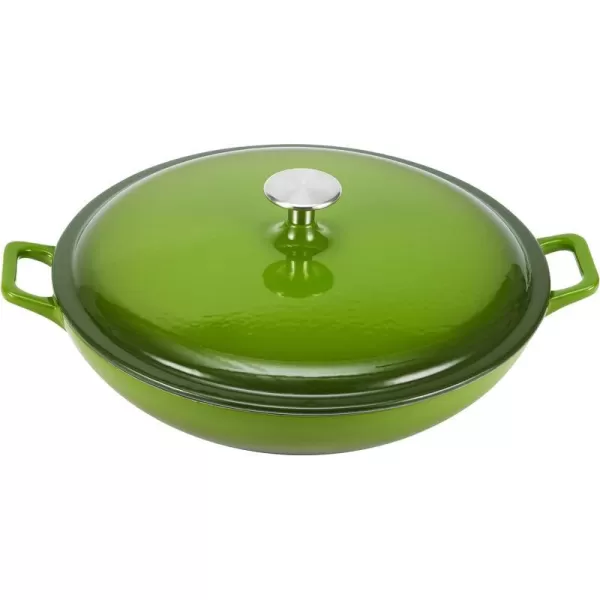 Amazon Basics Round Enameled Cast Iron Covered Casserole Skillet 33quart Matte NavyGreen