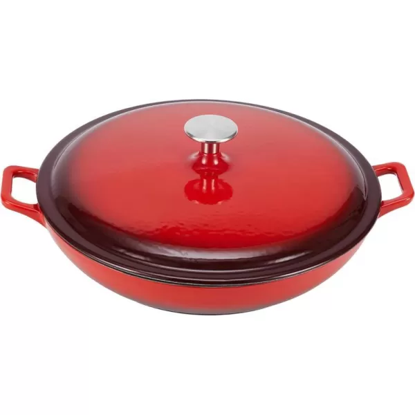 Amazon Basics Round Enameled Cast Iron Covered Casserole Skillet 33quart Matte NavyRed