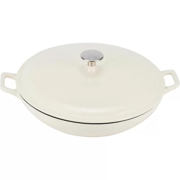 Amazon Basics Round Enameled Cast Iron Covered Casserole Skillet 33quart Matte NavyWhite