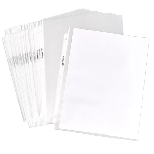 Amazon Basics Sheet Protector NonGlare 500Pack Protecting 85 x 11 in sheet Clear100  Pack