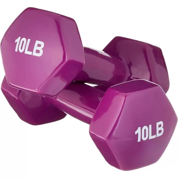 Amazon Basics Vinyl Hexagon Workout Dumbbell Hand Weight Set of 210 Pounds