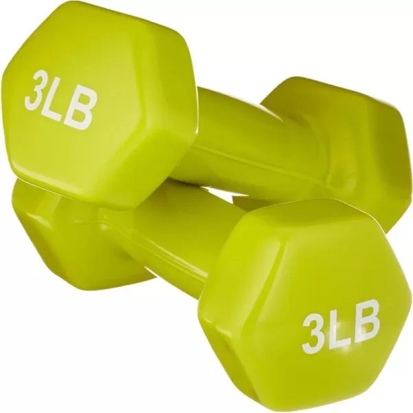 Amazon Basics Vinyl Hexagon Workout Dumbbell Hand Weight Set of 23 Pounds