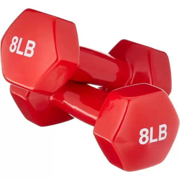 Amazon Basics Vinyl Hexagon Workout Dumbbell Hand Weight Set of 28 Pounds