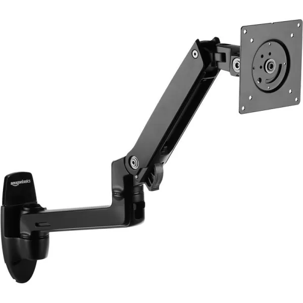 Amazon Basics Wall Mount Computer Monitor and TV Stand  Lift Engine Arm Mount Aluminum  BlackBlack