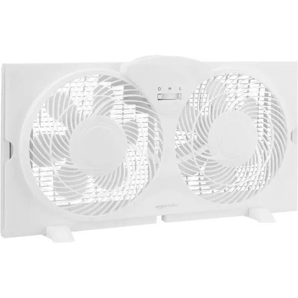 Amazon Basics Window Fan with Manual Controls Twin 9 Inch Blades WhiteBasic