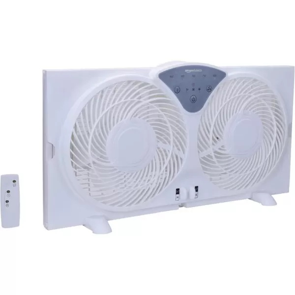 Amazon Basics Window Fan with Manual Controls Twin 9 Inch Blades WhiteDigitial Control