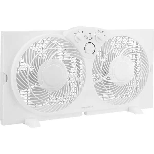 Amazon Basics Window Fan with Manual Controls Twin 9 Inch Blades WhiteManual Control