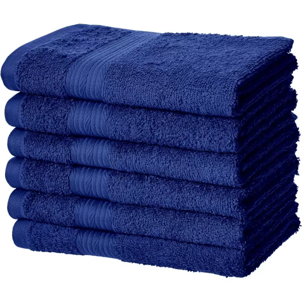 Amazon Basics  6 Piece Fade Resistant Oversize Bath Towel Hand and Washcloth Set 100 Cotton TealNavy Blue