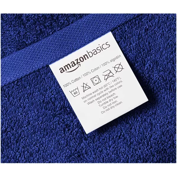 Amazon Basics  6 Piece Fade Resistant Oversize Bath Towel Hand and Washcloth Set 100 Cotton TealNavy Blue