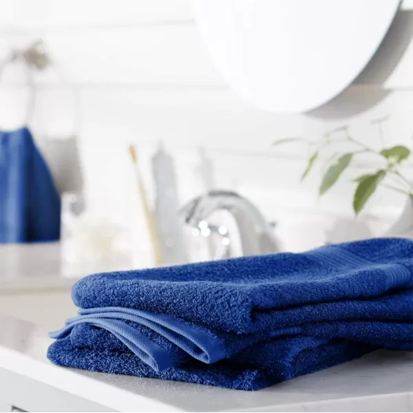 Amazon Basics  6 Piece Fade Resistant Oversize Bath Towel Hand and Washcloth Set 100 Cotton TealNavy Blue
