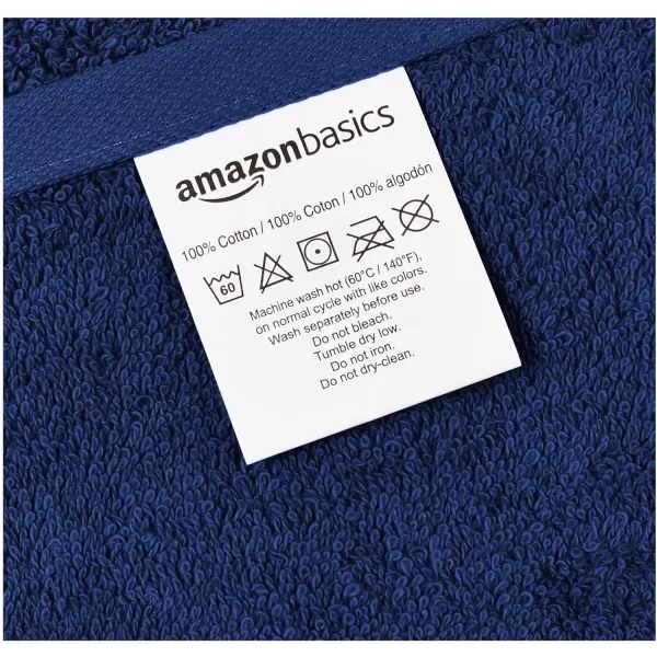 Amazon Basics  6 Piece Fade Resistant Oversize Bath Towel Hand and Washcloth Set 100 Cotton TealNavy Blue