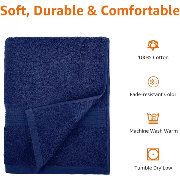 Amazon Basics  6 Piece Fade Resistant Oversize Bath Towel Hand and Washcloth Set 100 Cotton TealNavy Blue