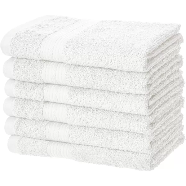Amazon Basics  6 Piece Fade Resistant Oversize Bath Towel Hand and Washcloth Set 100 Cotton TealWhite