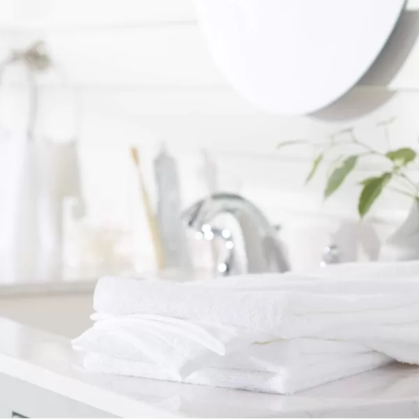 Amazon Basics  6 Piece Fade Resistant Oversize Bath Towel Hand and Washcloth Set 100 Cotton TealWhite