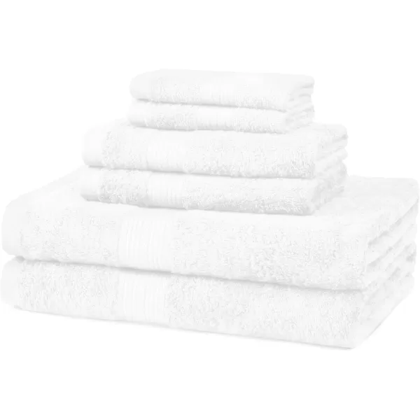 Amazon Basics  6 Piece Fade Resistant Oversize Bath Towel Hand and Washcloth Set 100 Cotton TealWhite