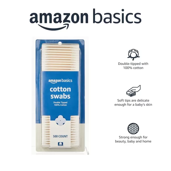 Amazon Basics Cotton Swabs 500 Count500 Count Pack of 4