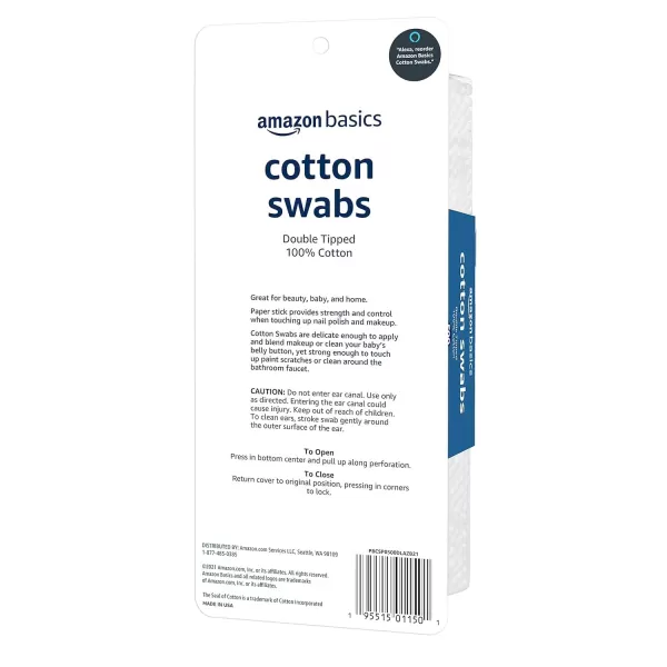 Amazon Basics Cotton Swabs 500 Count500 Count Pack of 4