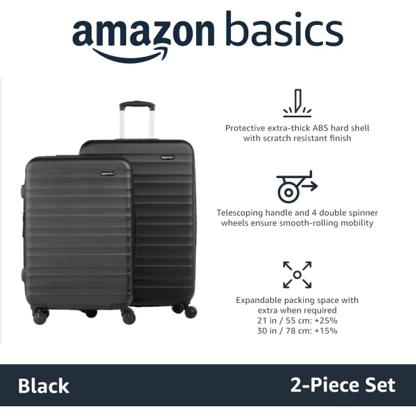 Amazon Basics Expandable Hardside Luggage Suitcase with Wheels 30Inch Spinner with Four Spinner Wheels and ScratchResistant Surface BlackBlack