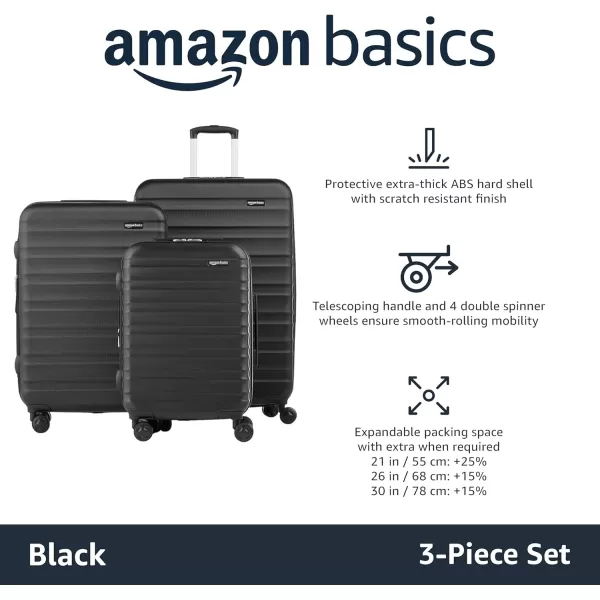 Amazon Basics Expandable Hardside Luggage Suitcase with Wheels 30Inch Spinner with Four Spinner Wheels and ScratchResistant Surface BlackBlack