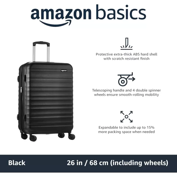 Amazon Basics Expandable Hardside Luggage Suitcase with Wheels 30Inch Spinner with Four Spinner Wheels and ScratchResistant Surface BlackBlack